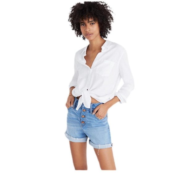 Madewell Pants - Madewell High Rise Denim Button Front Shorts | Siz